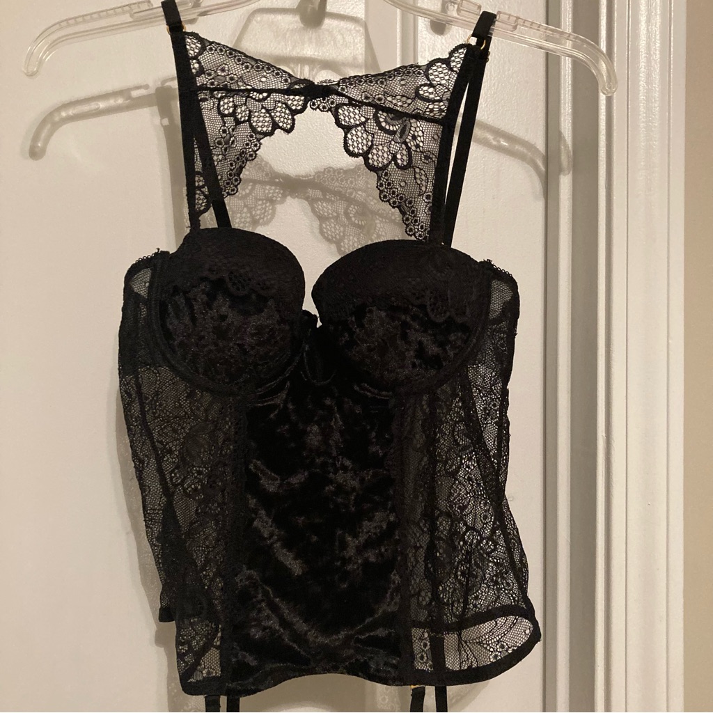 Fredericks Of Hollywood X Megan Fox Black Lace Velvet Lingerie Corset